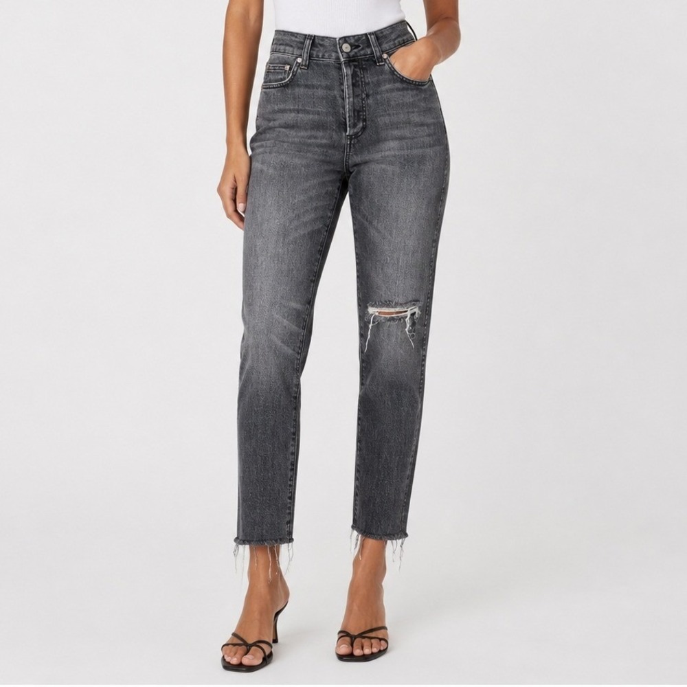 Anine Bing Jeans Size 24 Distressed Skinny Raw Hem Washed Gray Women's